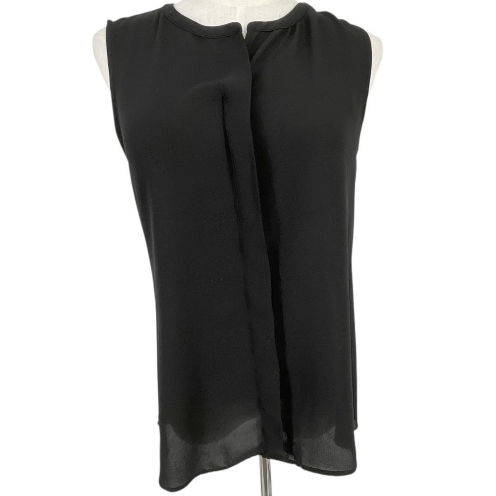 CHICOS Black Sleeveless V Neck Drape Front Blouse Top Sz‎ 0 XS Us4 Office Casual
